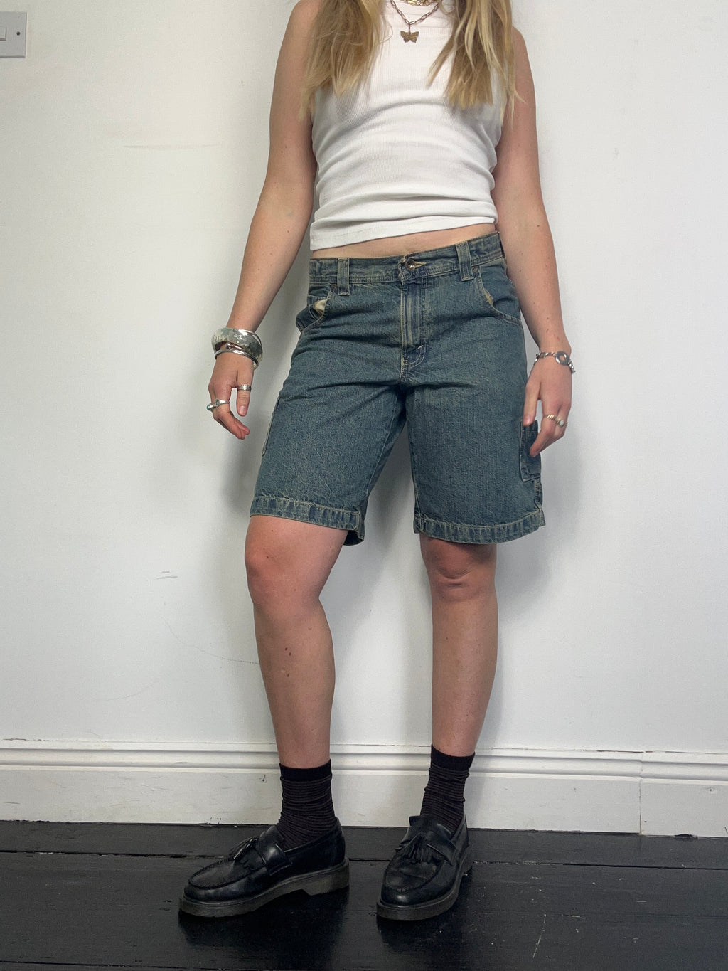 Denim Mid Rise Green Wash Jorts Size 10