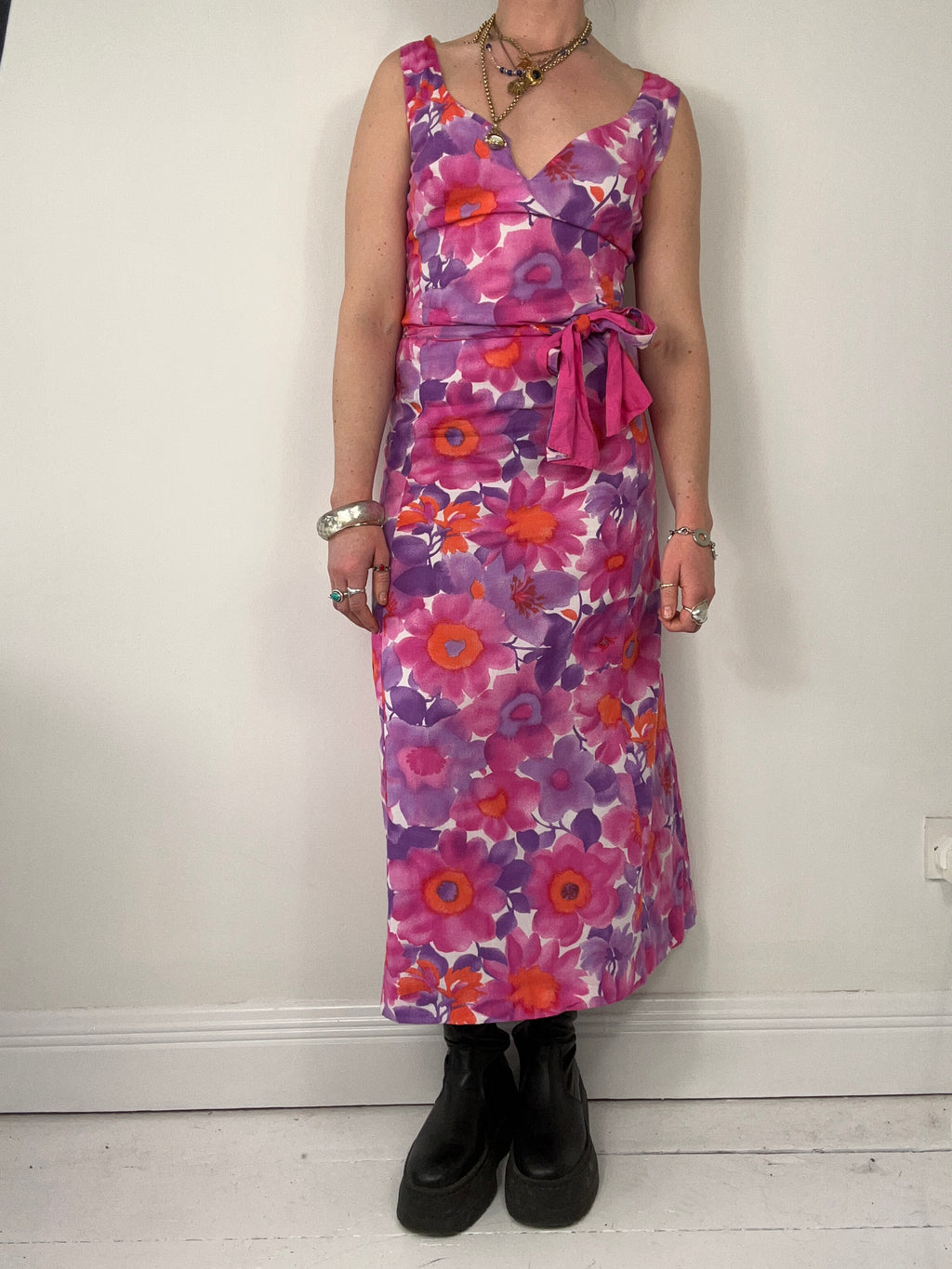 Pink 70's Maxi Dress Size 8