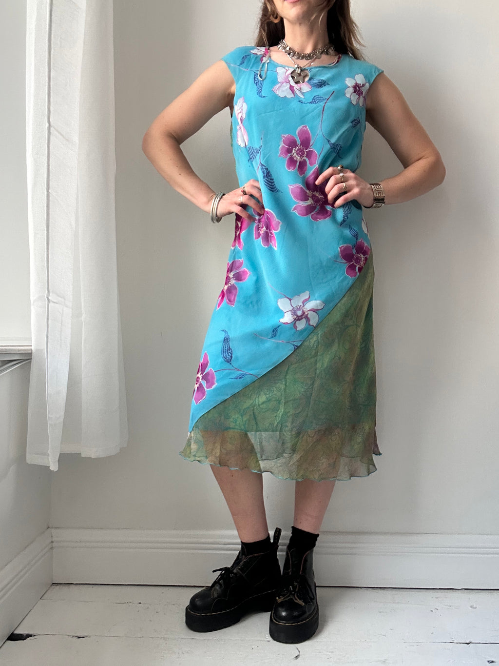 Floral contrast Fabric Midi dress Size 12