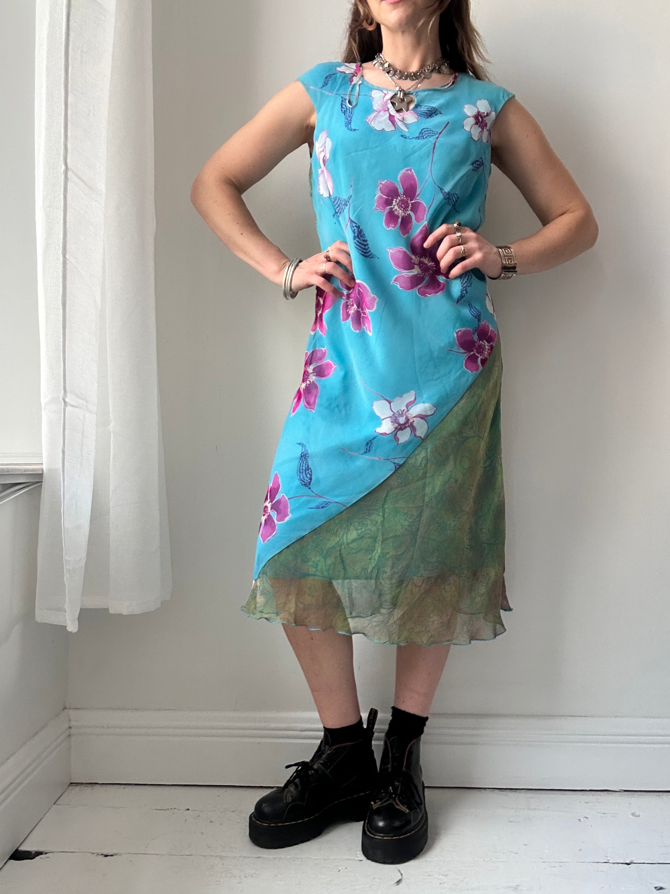 Floral contrast Fabric Midi dress Size 12