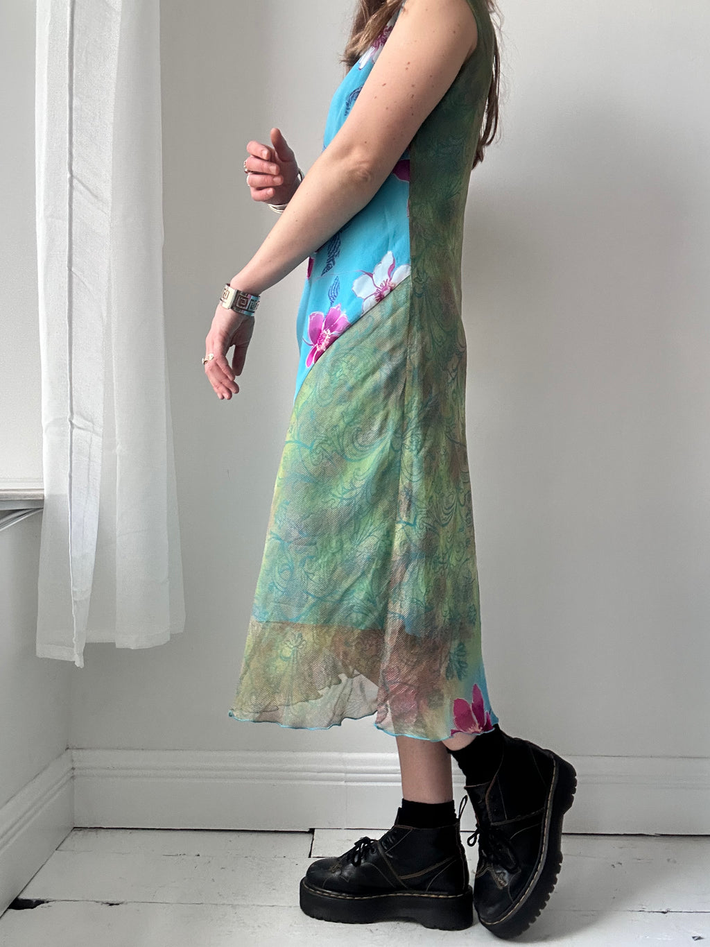 Floral contrast Fabric Midi dress Size 12