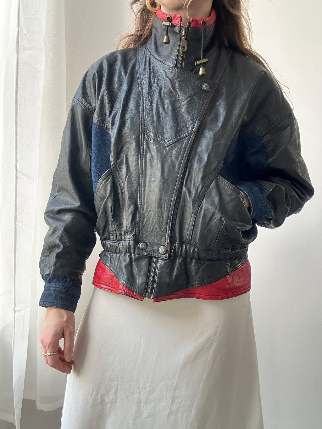 Leather And Denim 80's Jacket Size 10/12