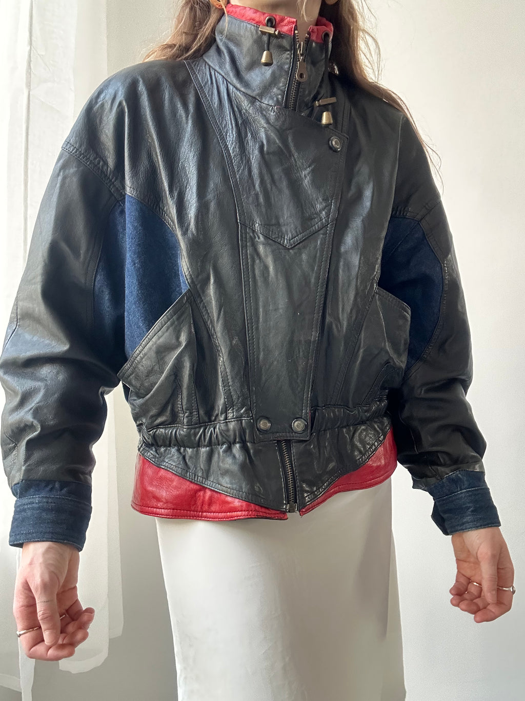 Leather And Denim 80's Jacket Size 10/12