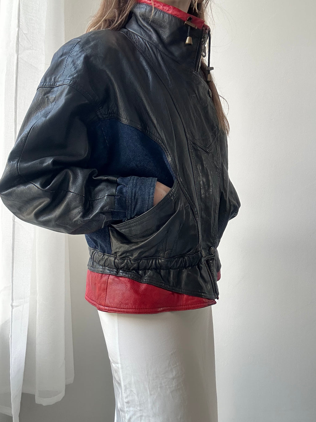 Leather And Denim 80's Jacket Size 10/12