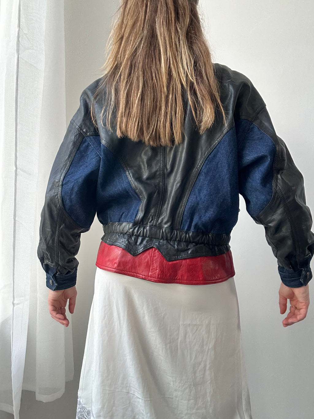 Leather And Denim 80's Jacket Size 10/12