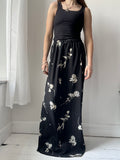 Black Maxi Floral Skirt Size 8