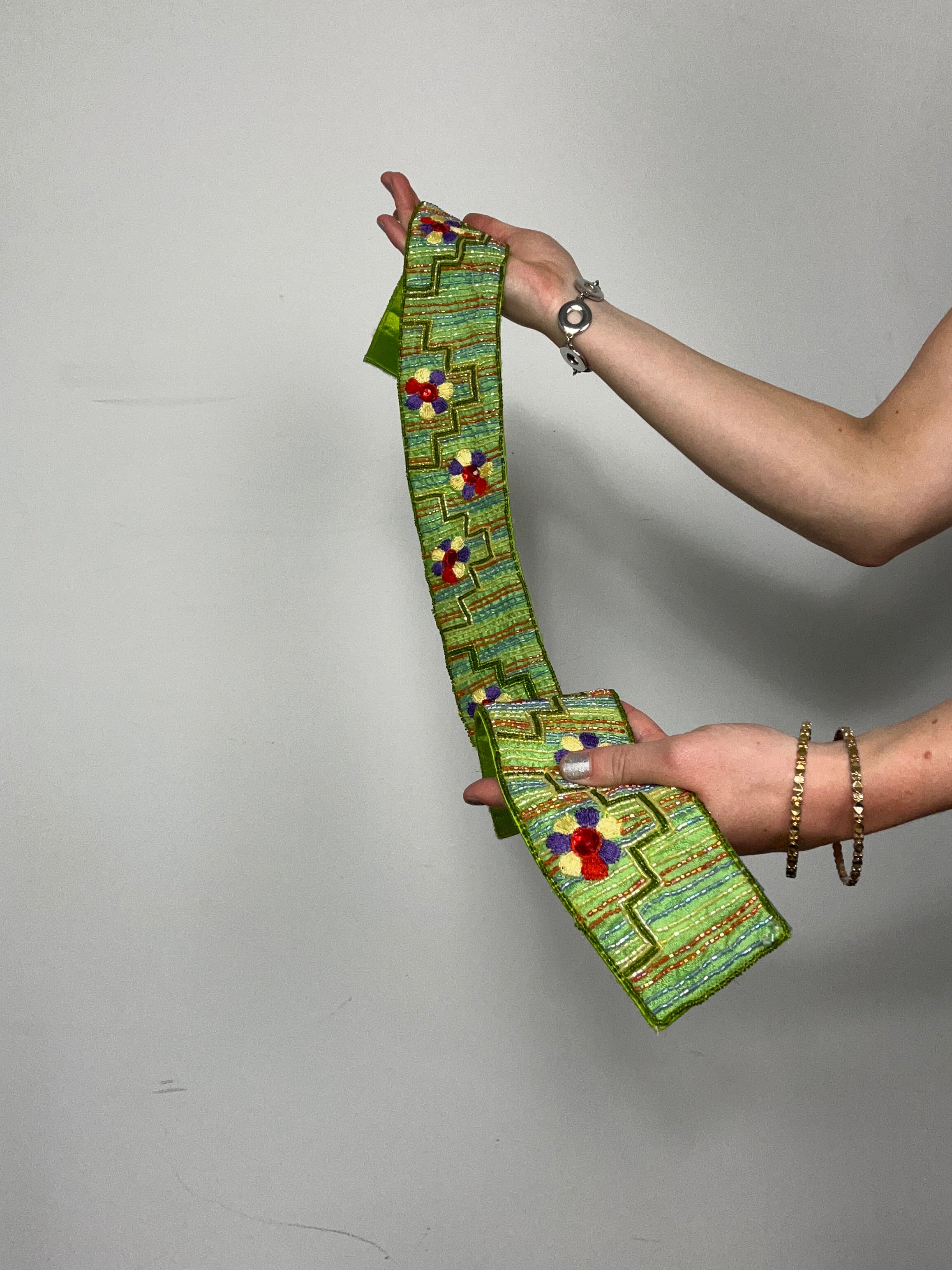 Green Beaded Belt Size 30" Waist