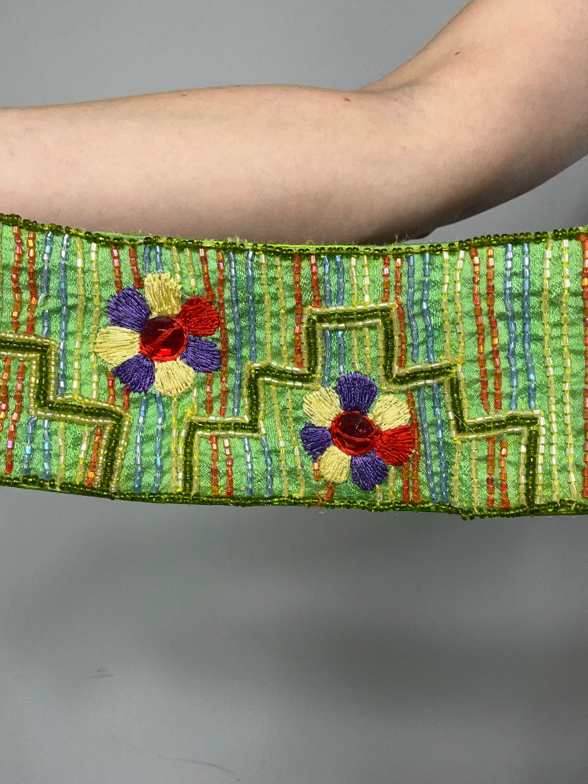 Green Beaded Belt Size 30" Waist