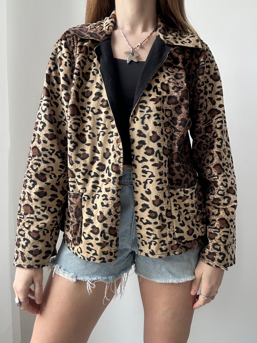Furry Cheetah print Jacket Size 12