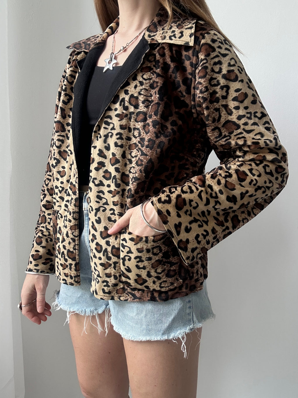 Furry Cheetah print Jacket Size 12