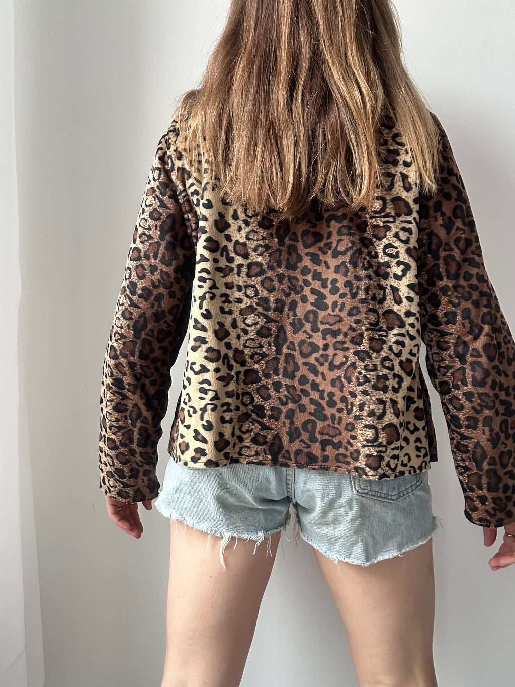 Furry Cheetah print Jacket Size 12
