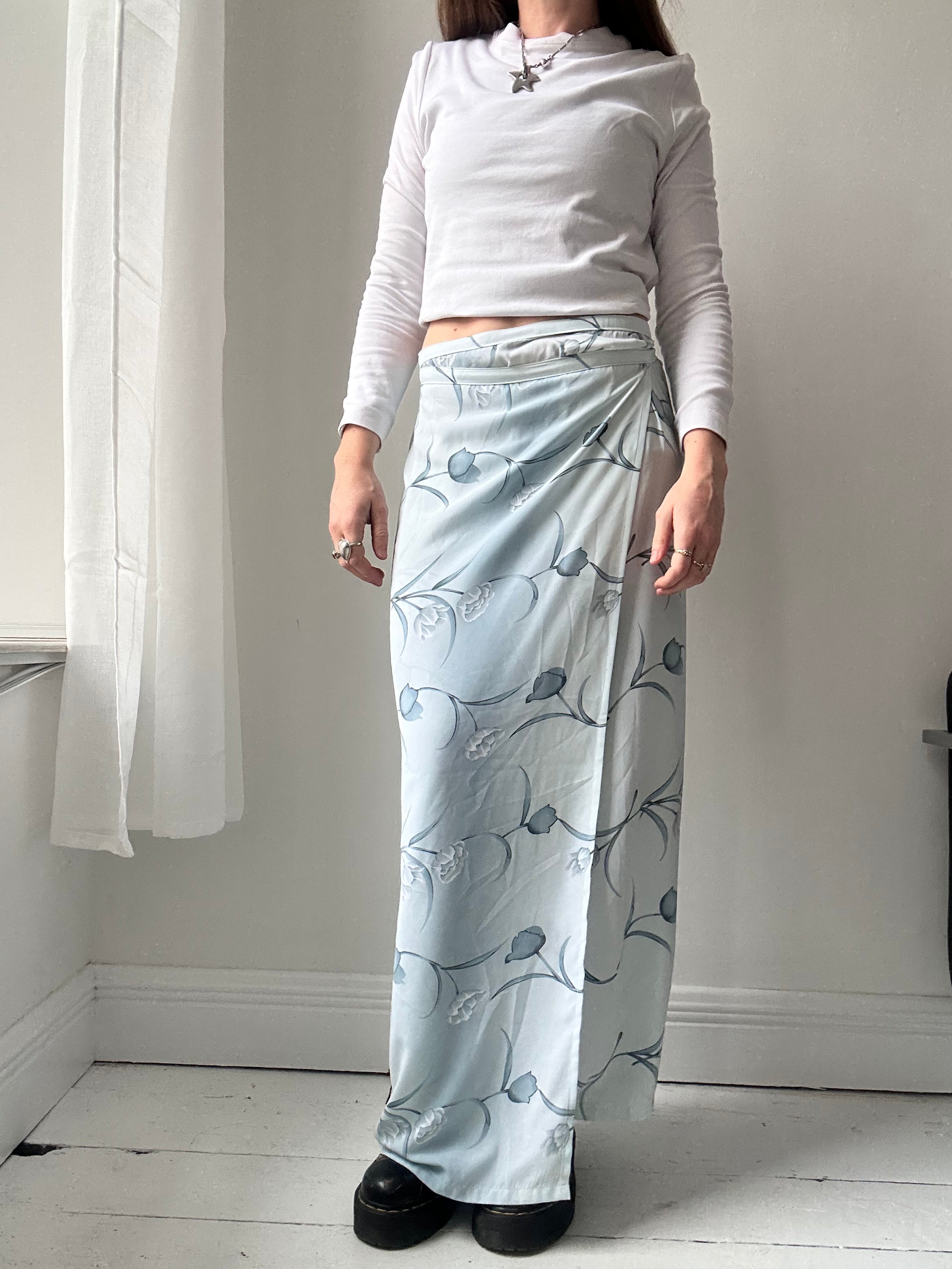 Baby Blue 90's Wrap Skirt Size 10/12
