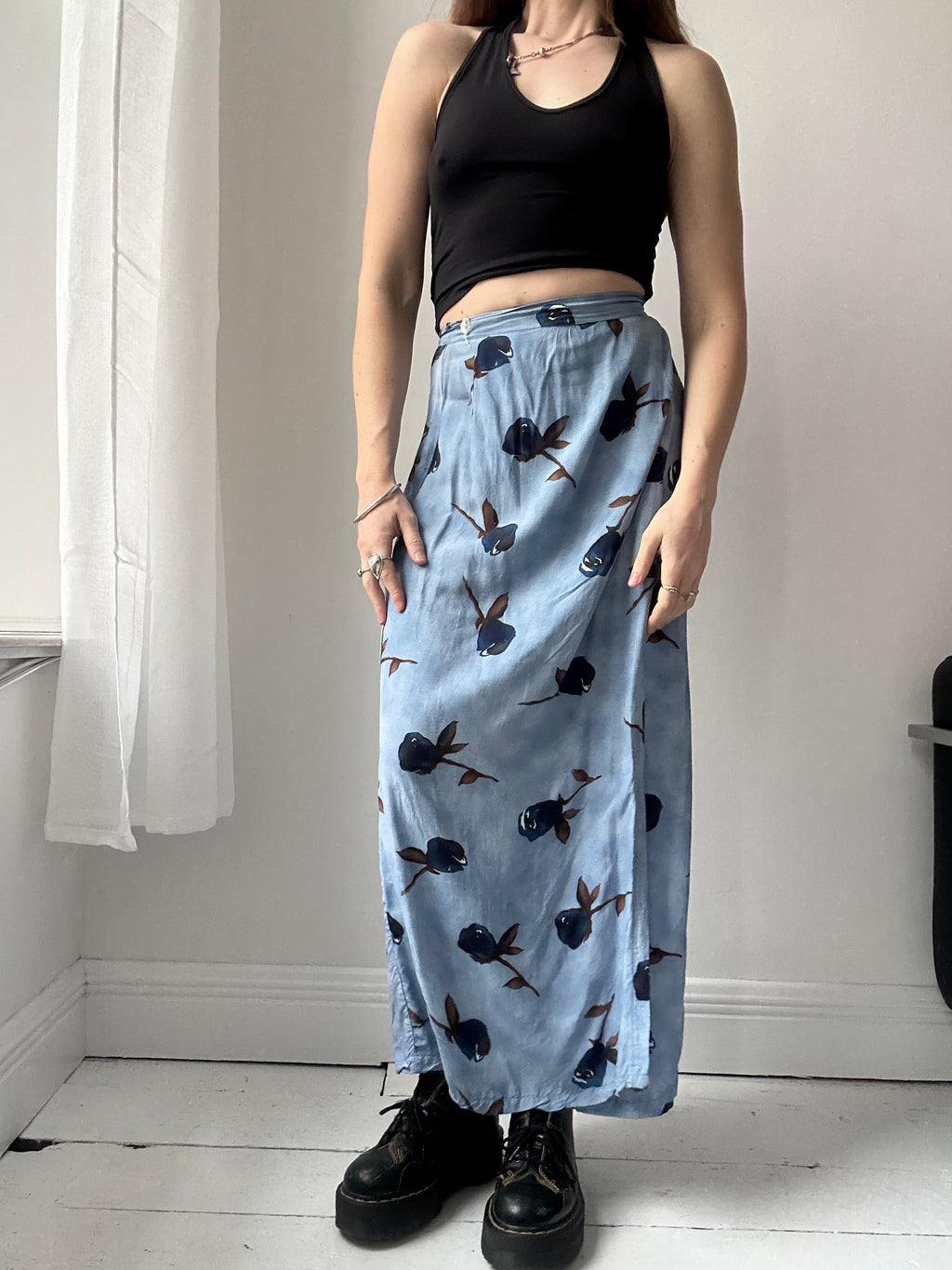 Blue Flroal Wrap Skirt Size 10