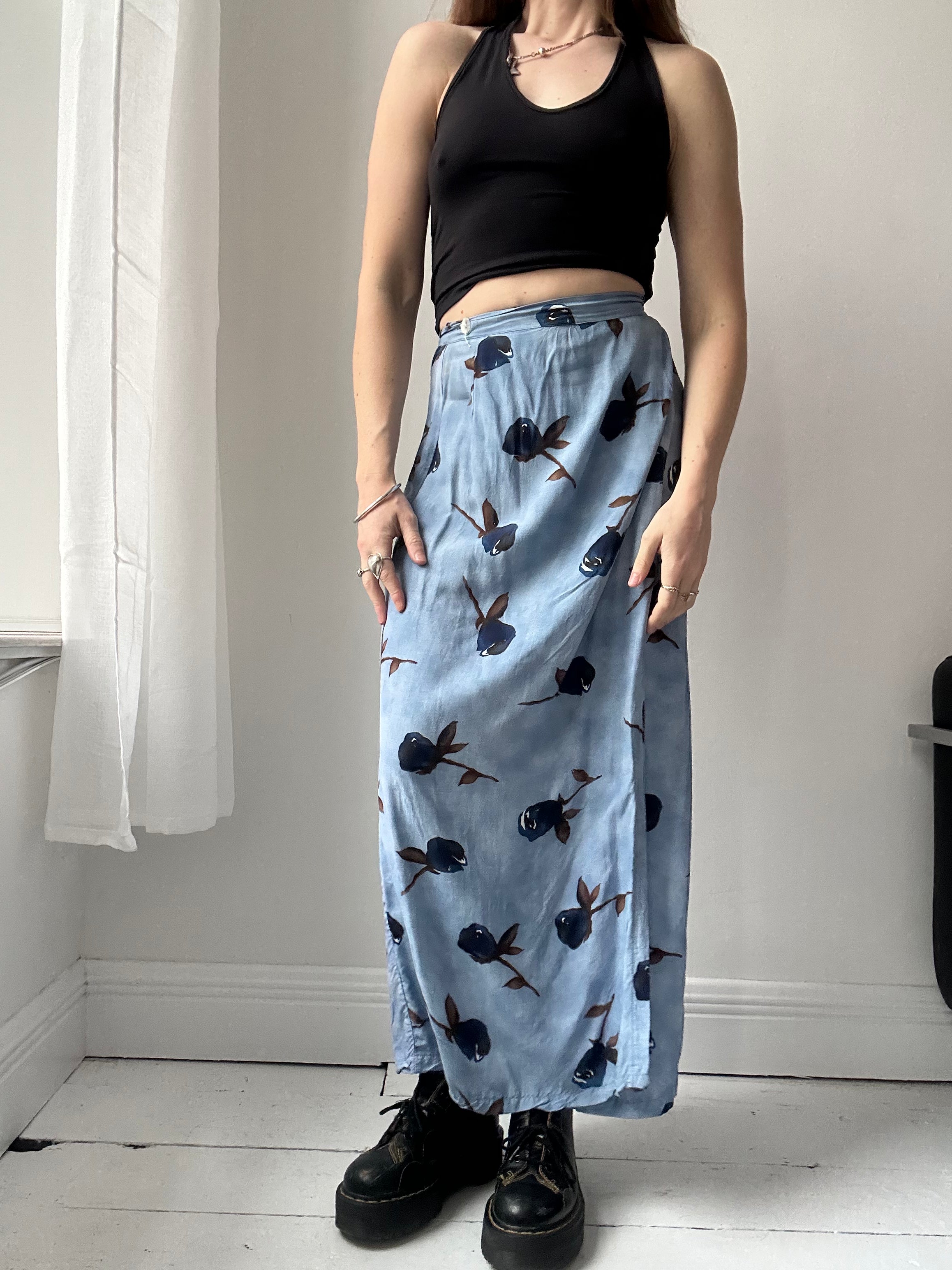 Blue Flroal Wrap Skirt Size 10