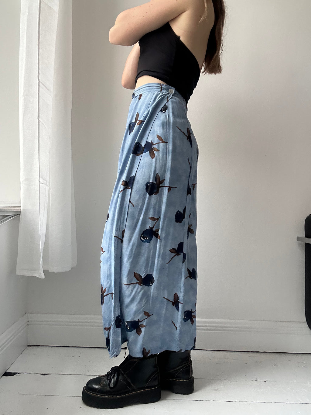 Blue Flroal Wrap Skirt Size 10