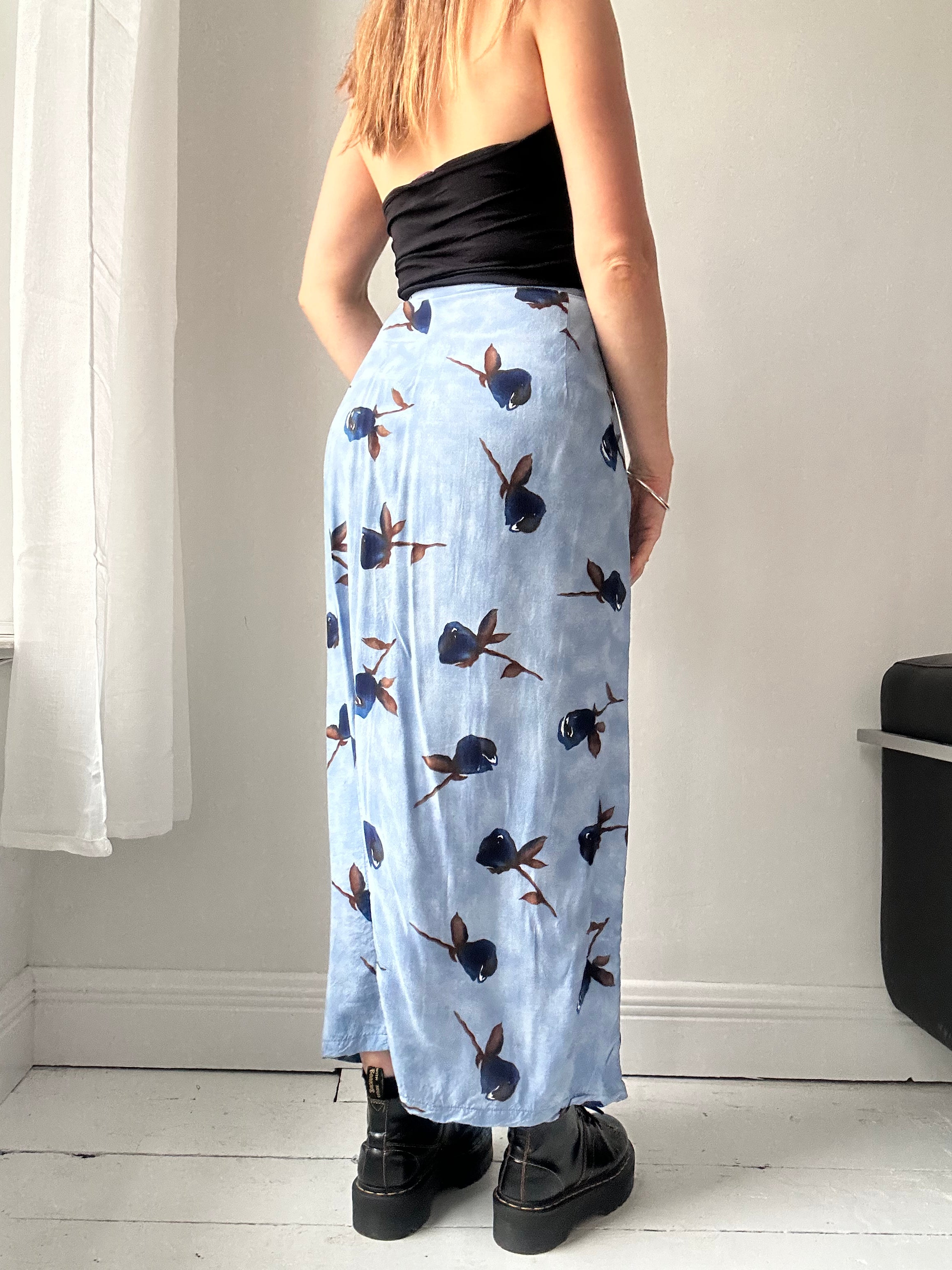 Blue Flroal Wrap Skirt Size 10