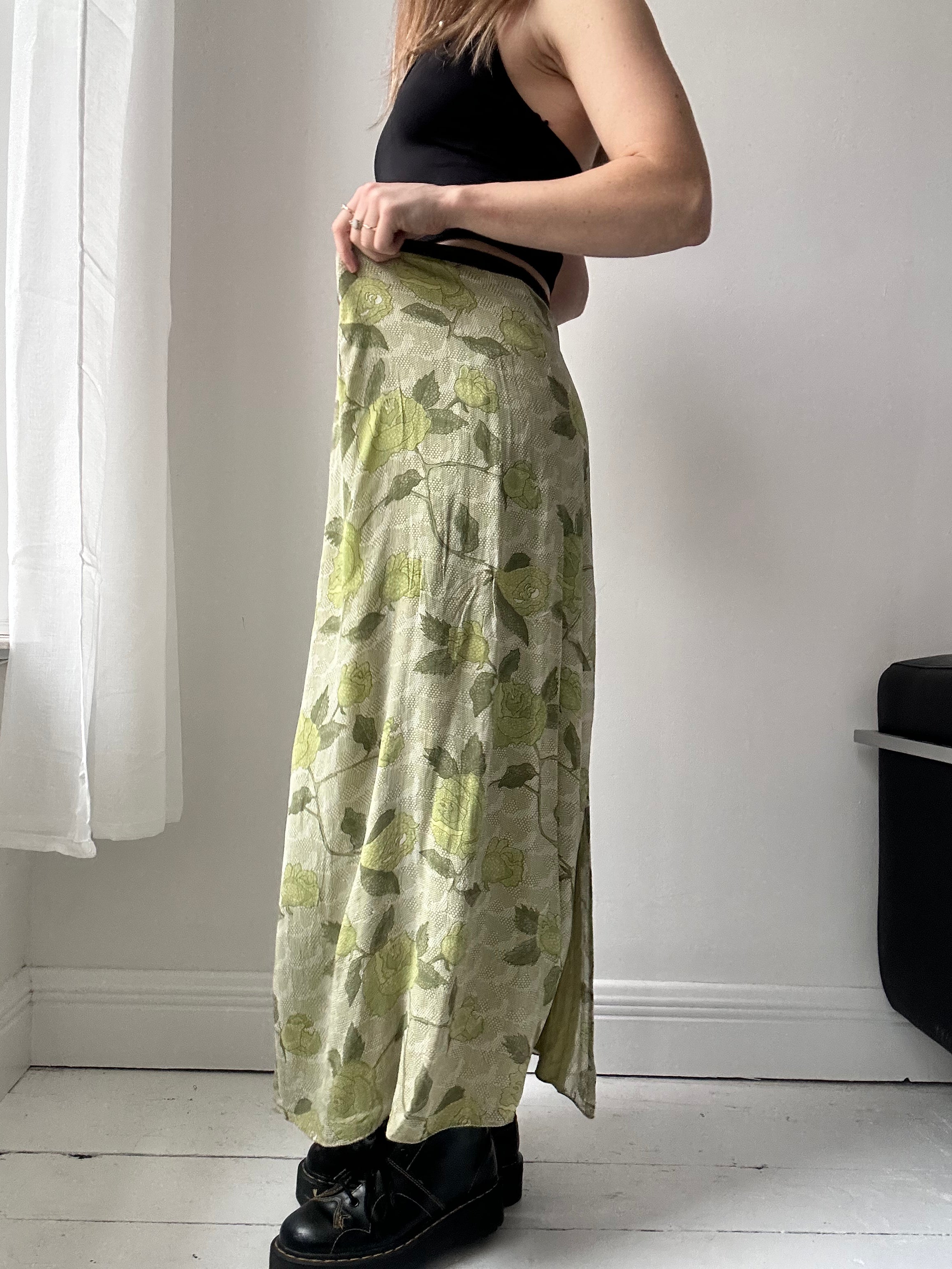 Green Maxi Skirt 90's Size 14