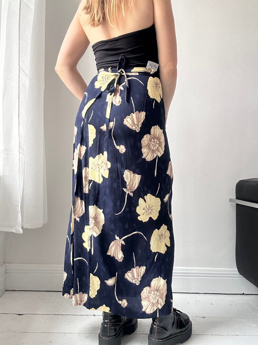 Navy Floral Wrap Skirt Size 10
