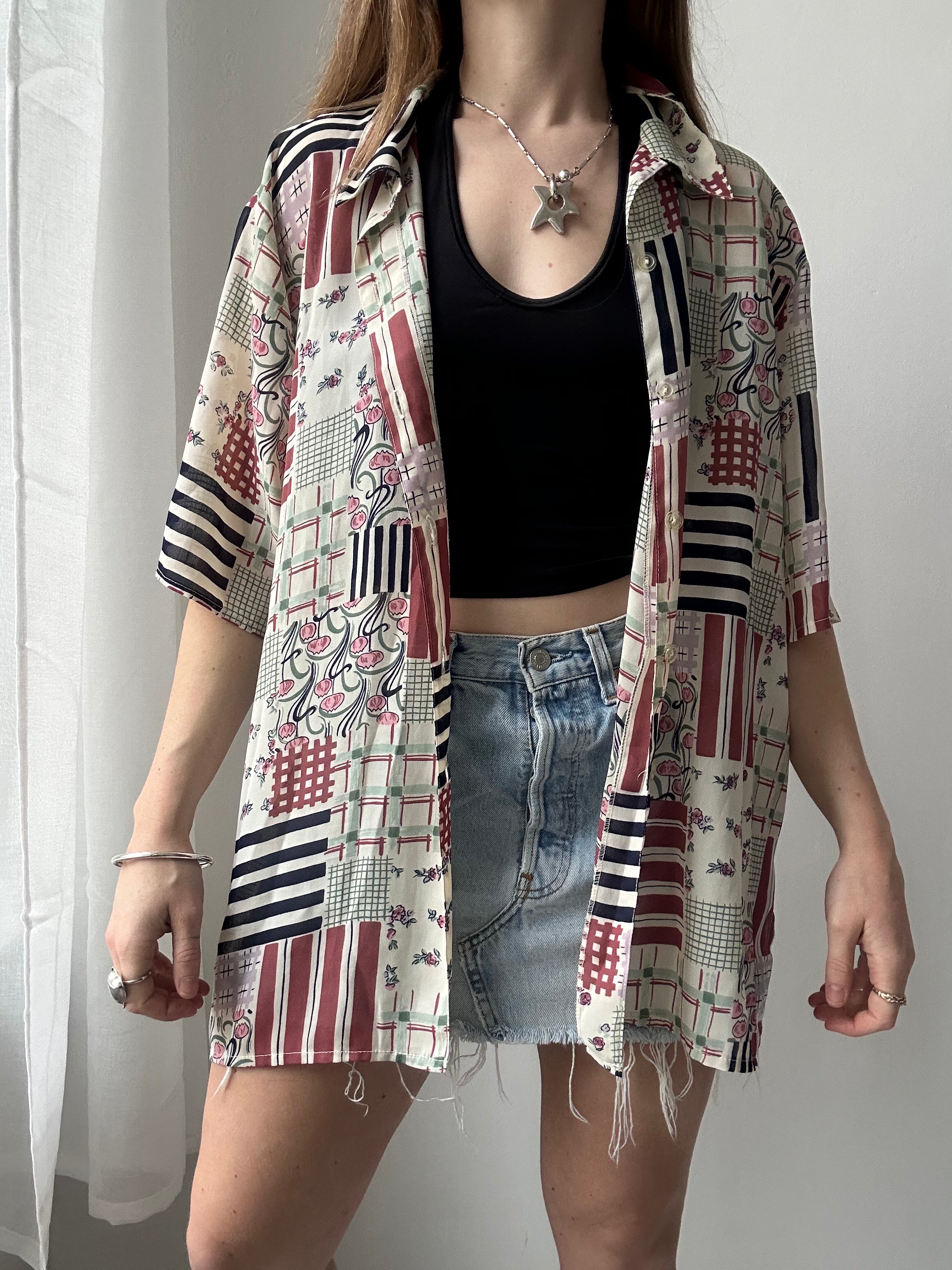 90's Patchwork Shirt Size 14