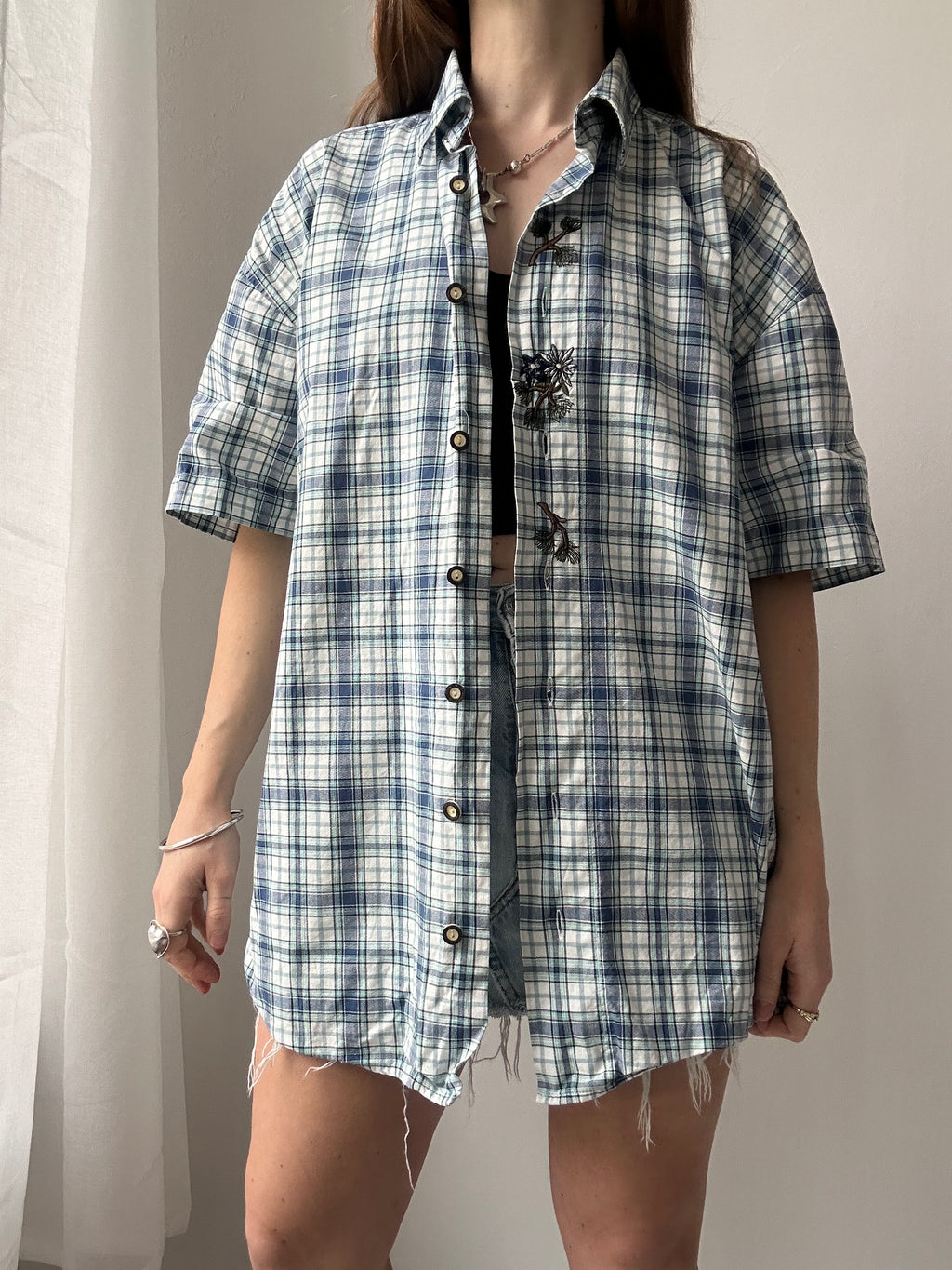 Tartan 90's Floral Shirt Size L