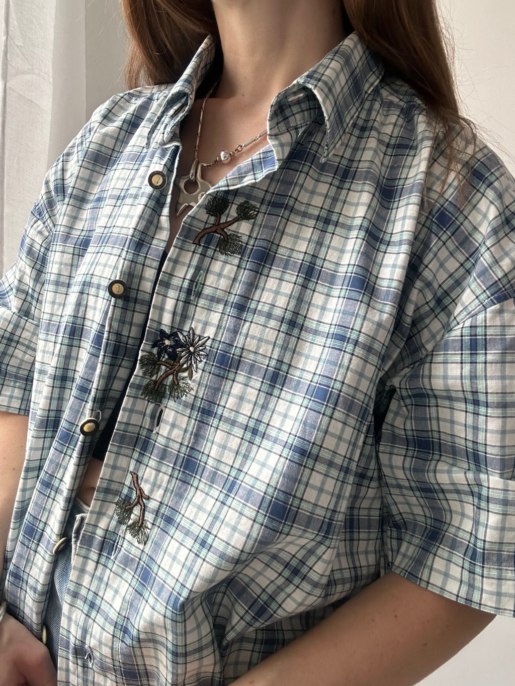 Tartan 90's Floral Shirt Size L