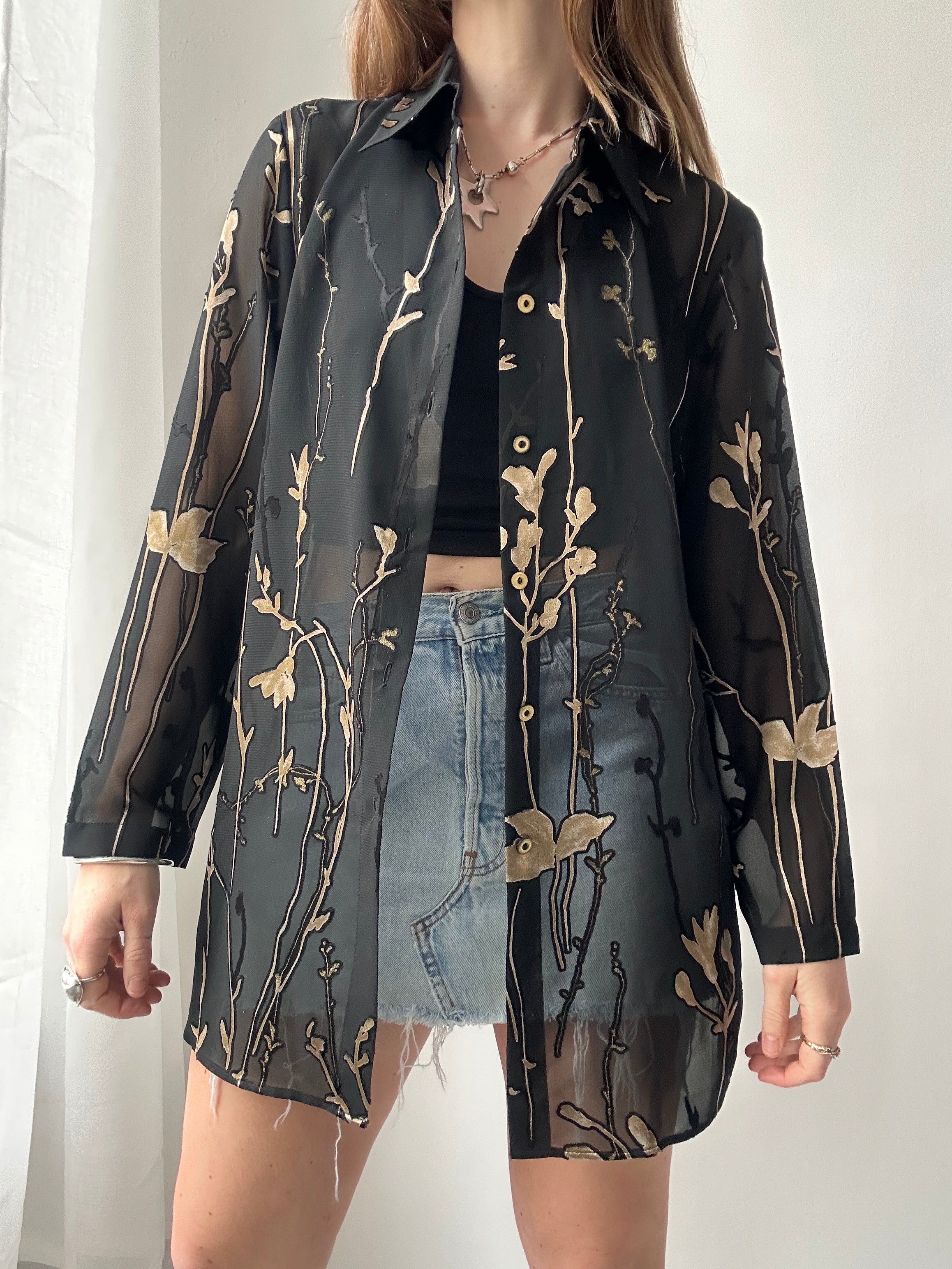 Sheer Floral Shirt Size Xl
