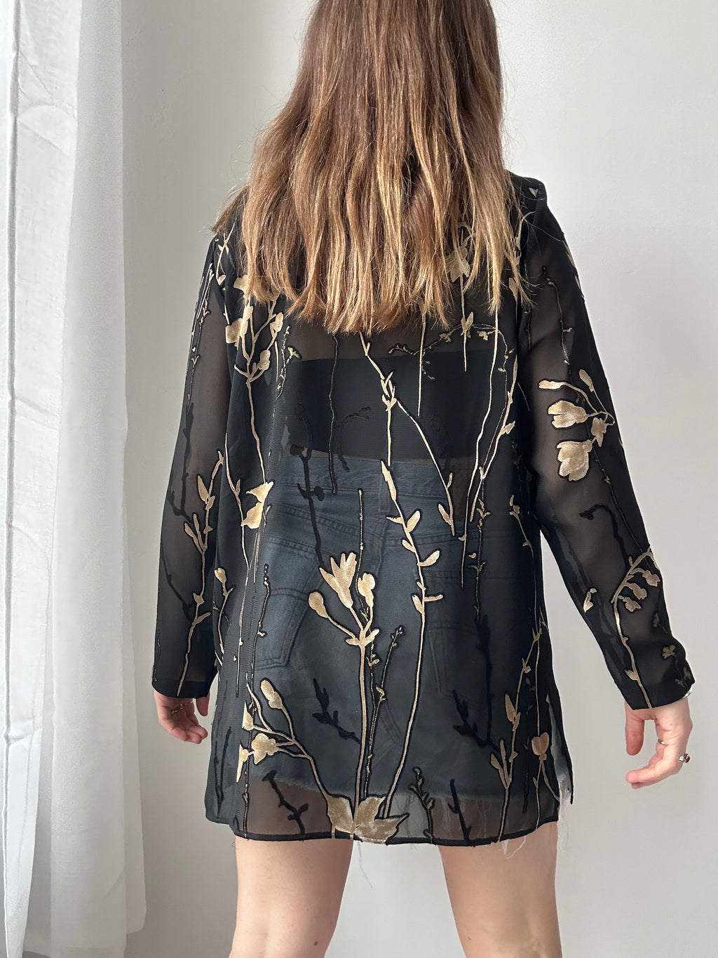 Sheer Floral Shirt Size Xl