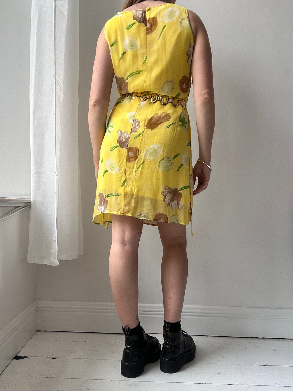 Yellow Floral Mini Dress Size 12