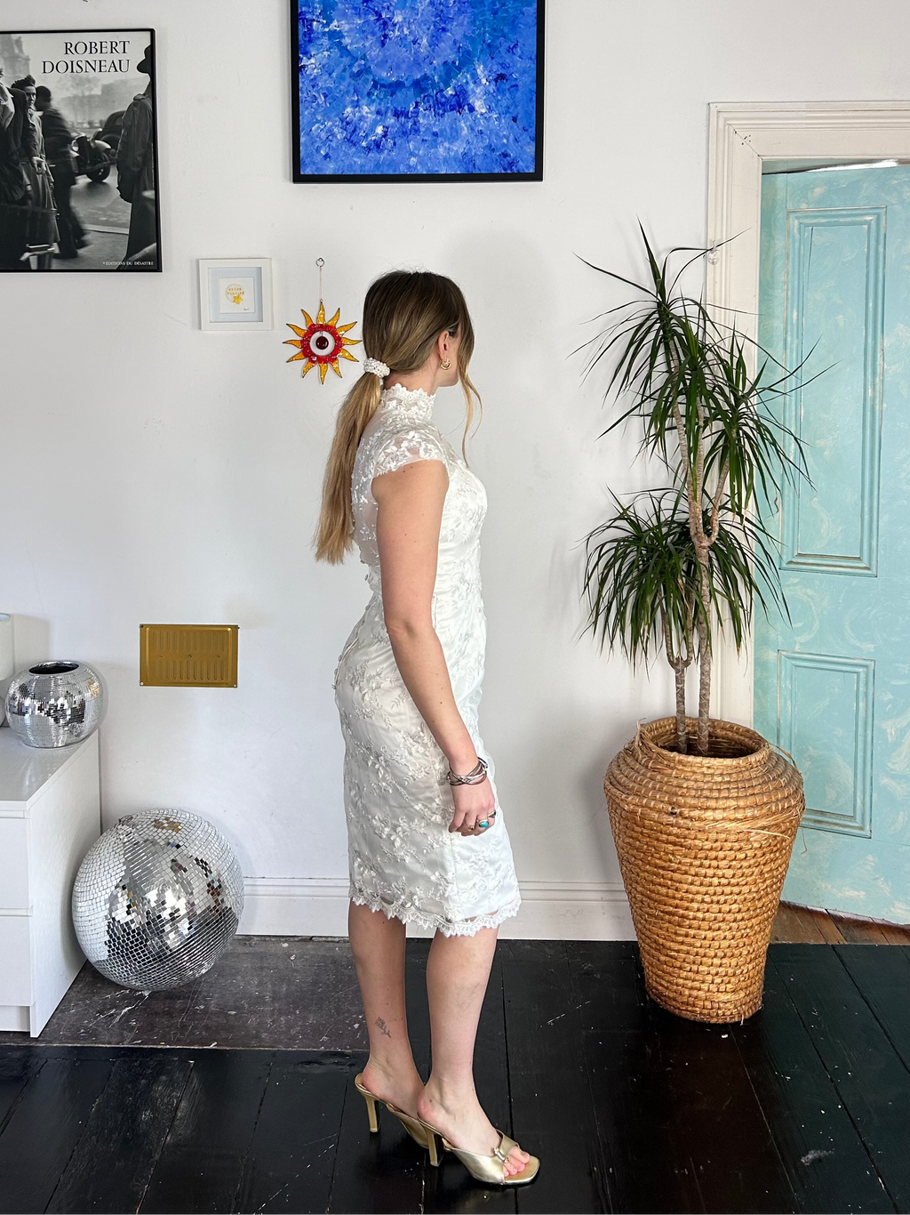 Lace Cap Sleeve 80's Mini Dress Size 8