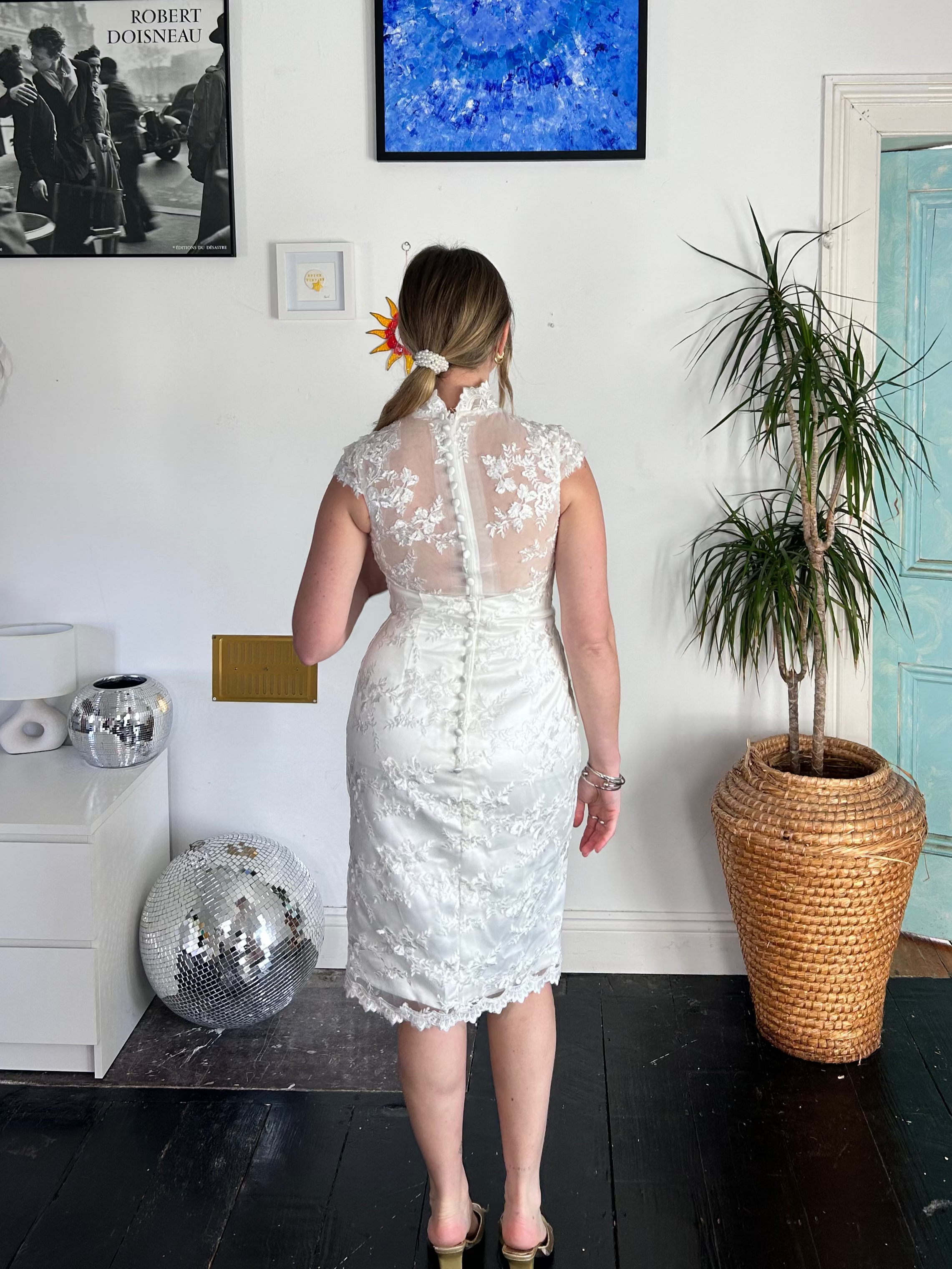 Lace Cap Sleeve 80's Mini Dress Size 8