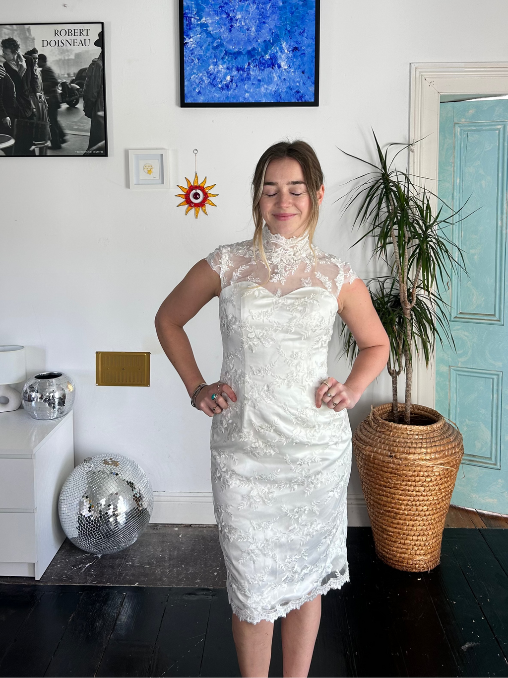 Lace Cap Sleeve 80's Mini Dress Size 8