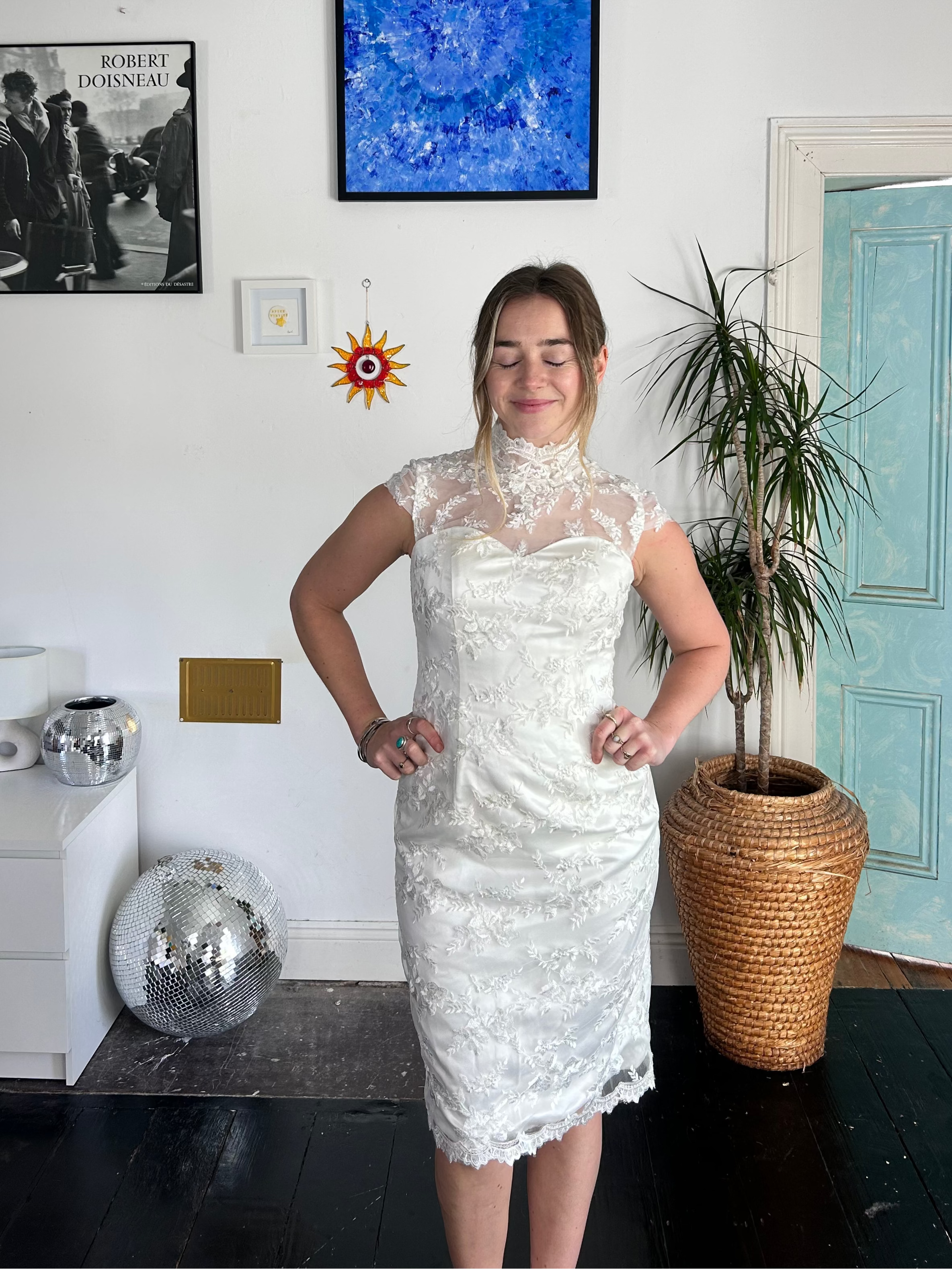 Lace Cap Sleeve 80's Mini Dress Size 8