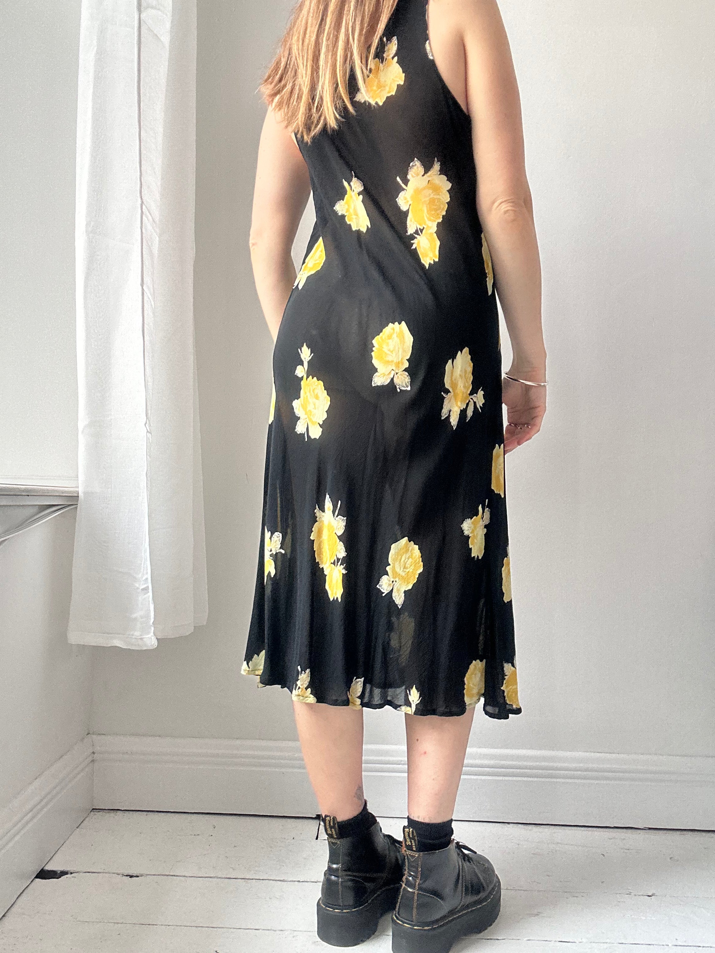 Yellow Floral Sheer Dress Size 10