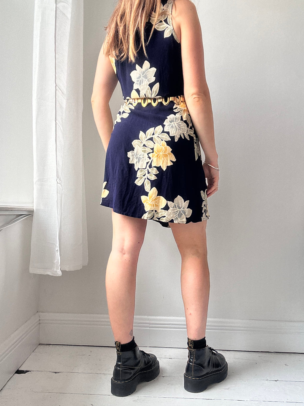 Navy Floral Mini Dress Size 10