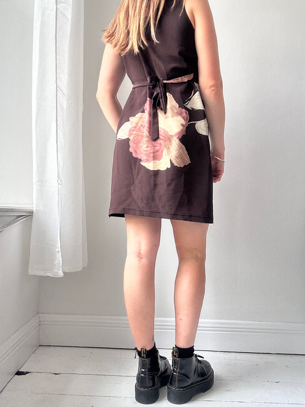 Floral Brown Mini Dress Size 10