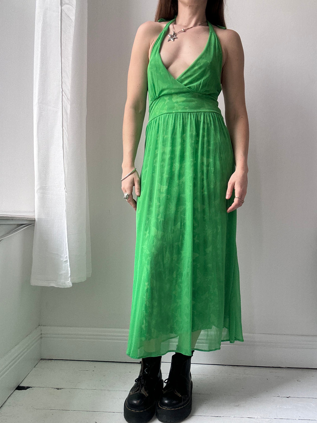 Butterfly Green Halter Dress Size 10
