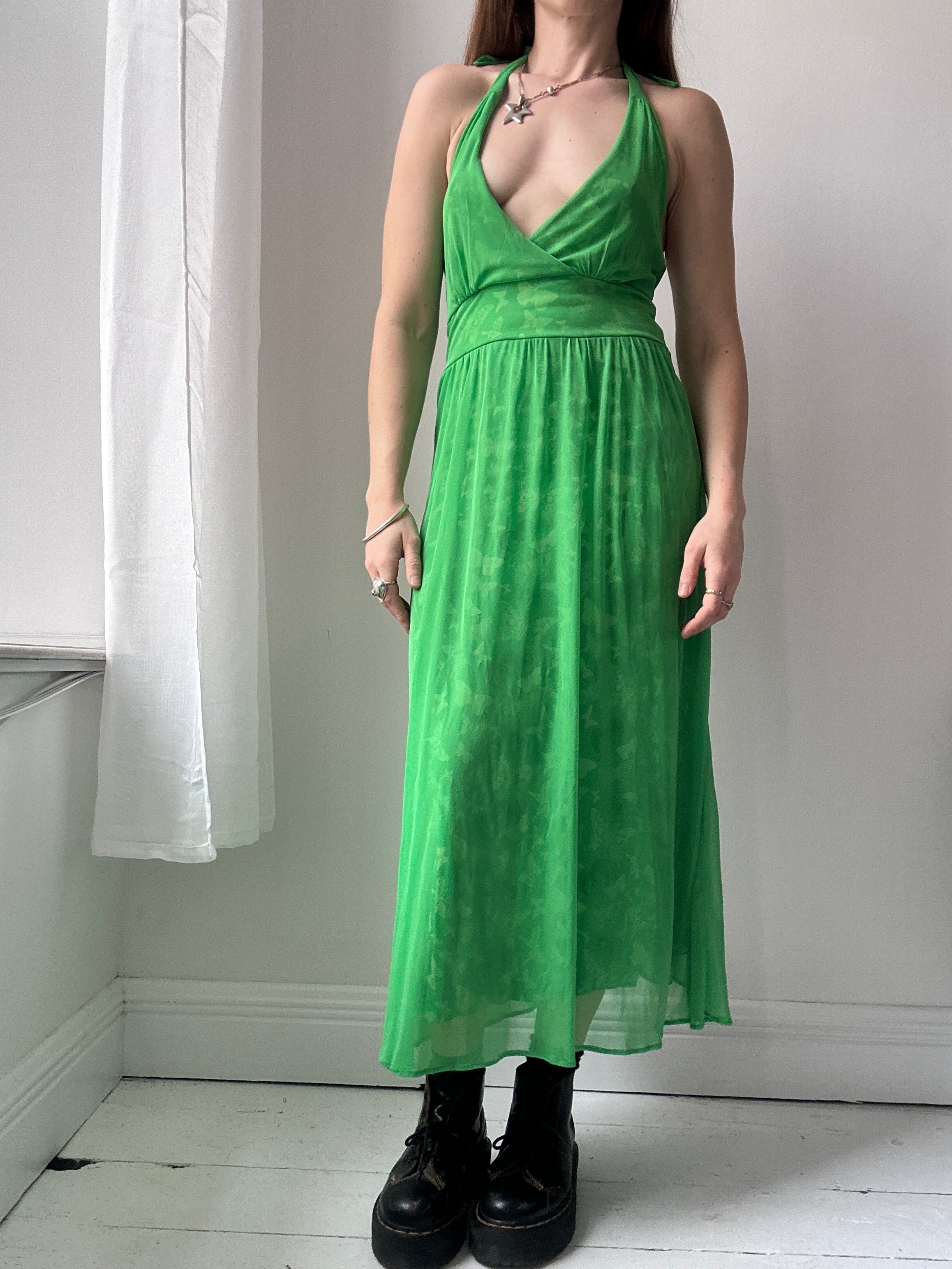 Butterfly Green Halter Dress Size 10