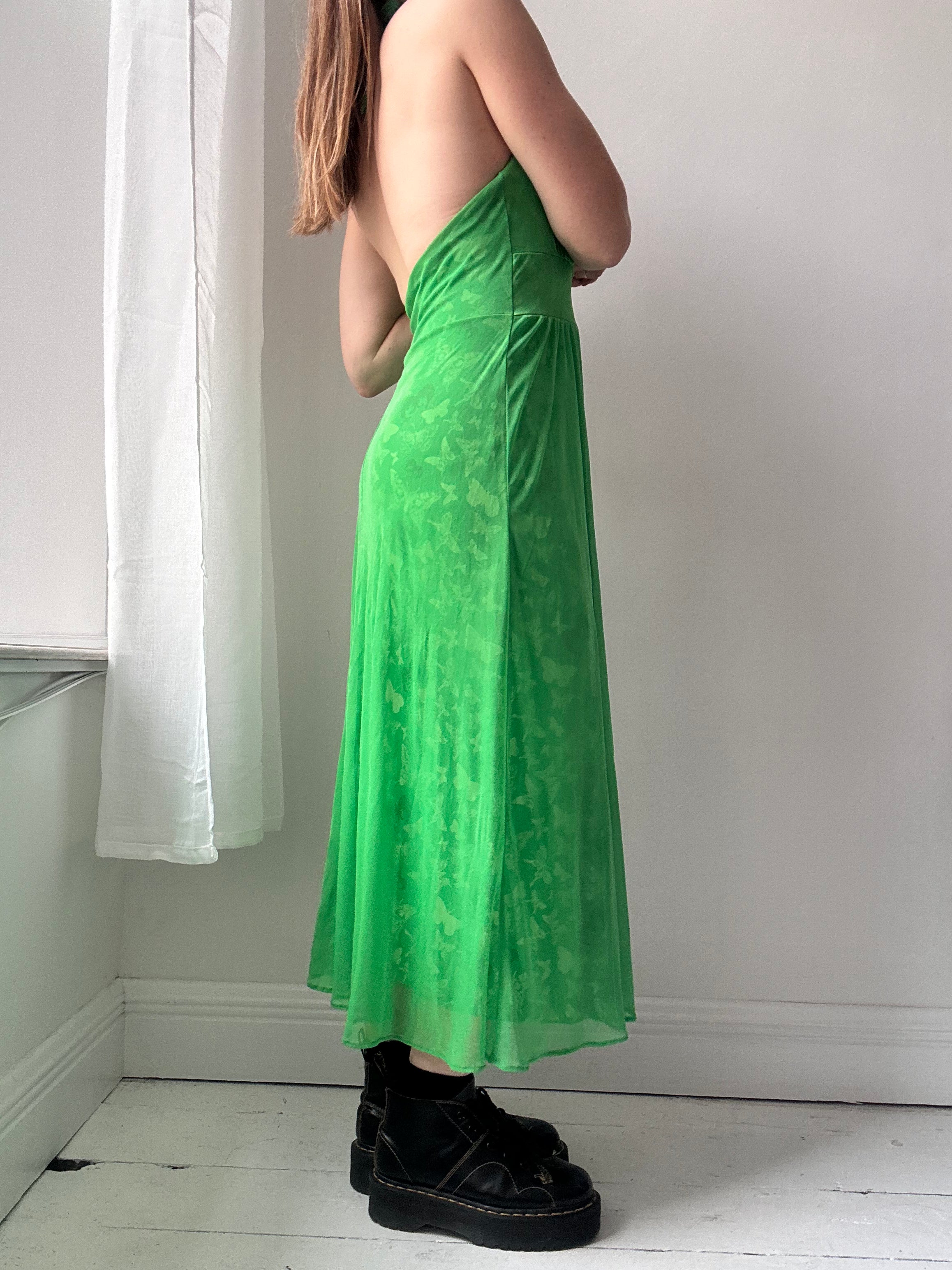 Butterfly Green Halter Dress Size 10