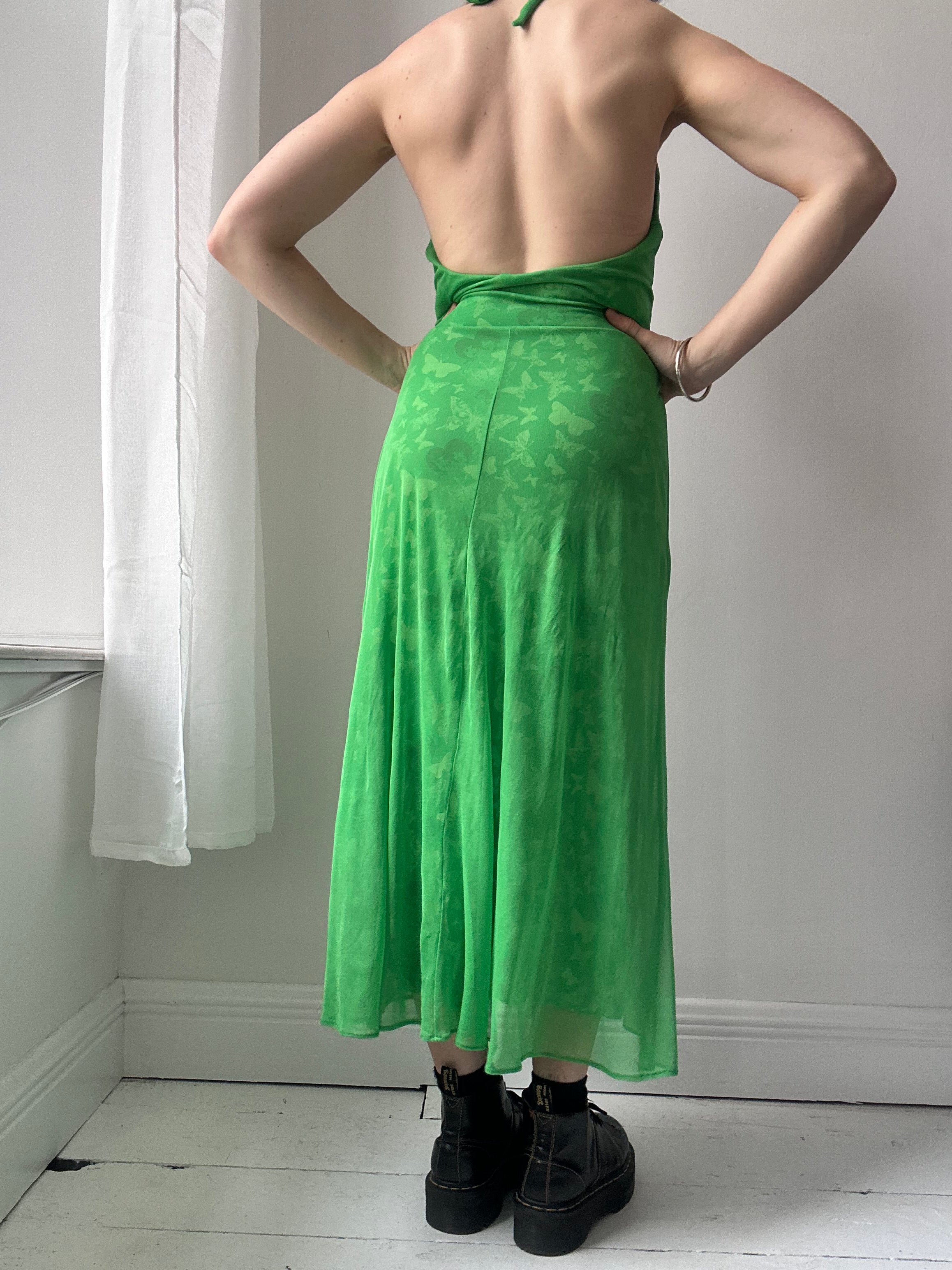 Butterfly Green Halter Dress Size 10