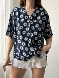 Navy Daisy Print Shirt Size 14
