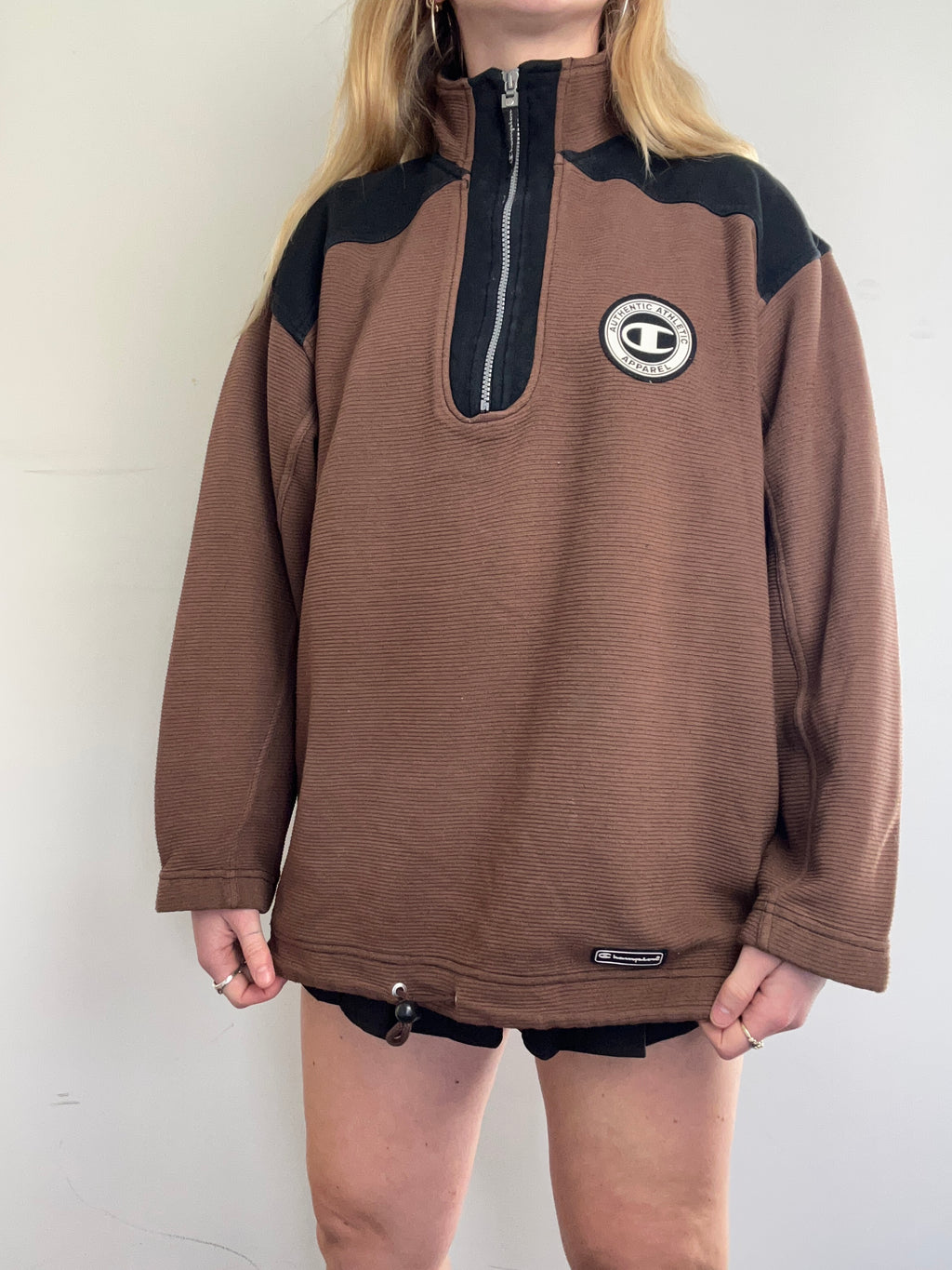 Champion Brown Half Zip Sweater Size L
