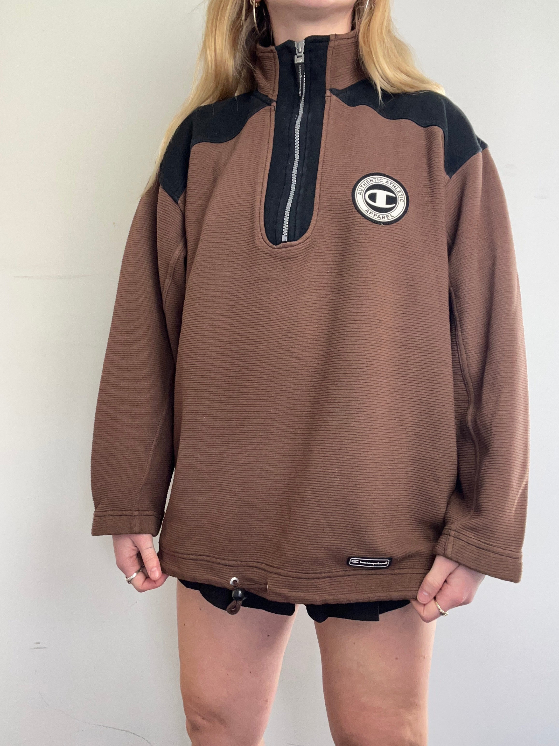 Champion Brown Half Zip Sweater Size L