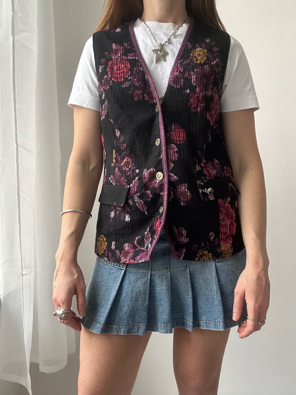 Floral Waistcoat 90's Size 10