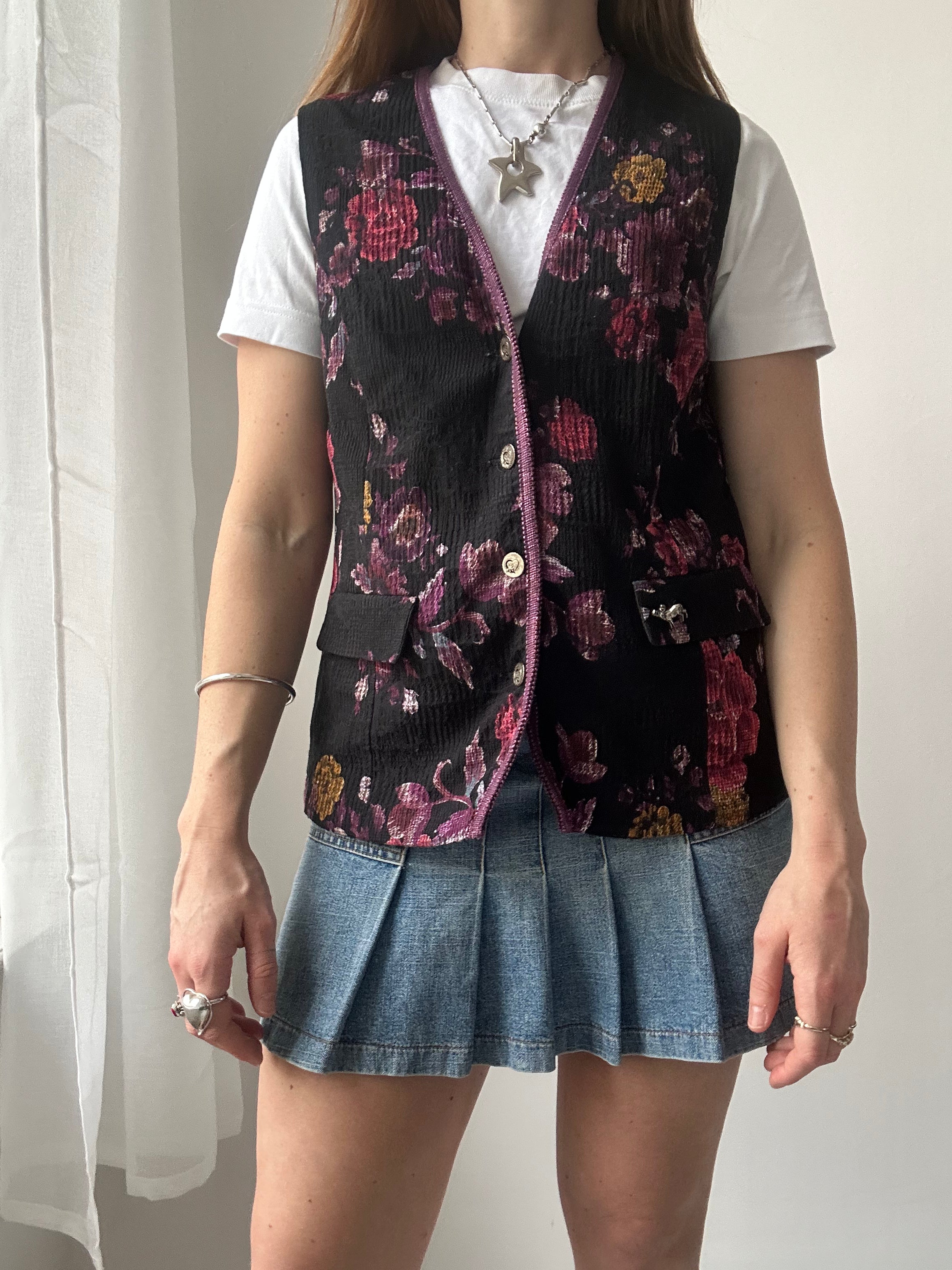 Floral Waistcoat 90's Size 10