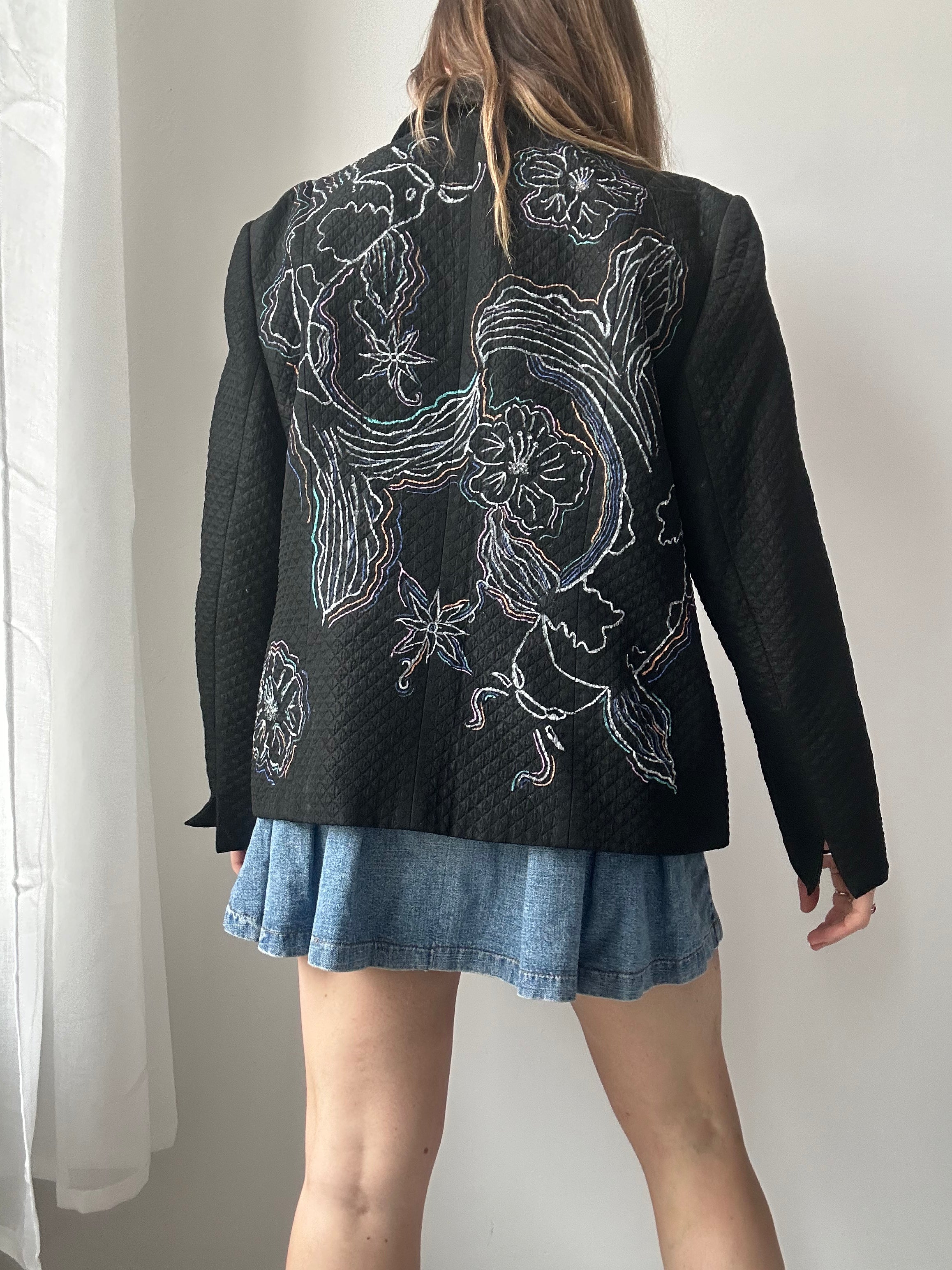 Hand Painted Black Jacket size 14