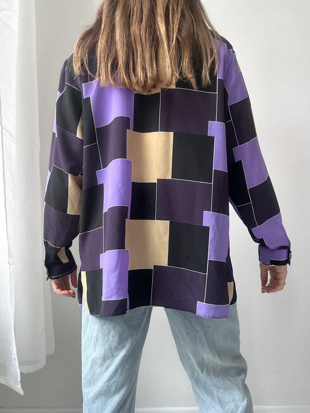 Purple 80's Checkered Shirt Size L
