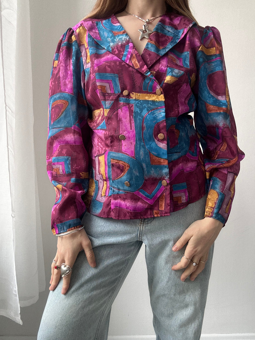 80's Puff Sleeve Shirt Size 12