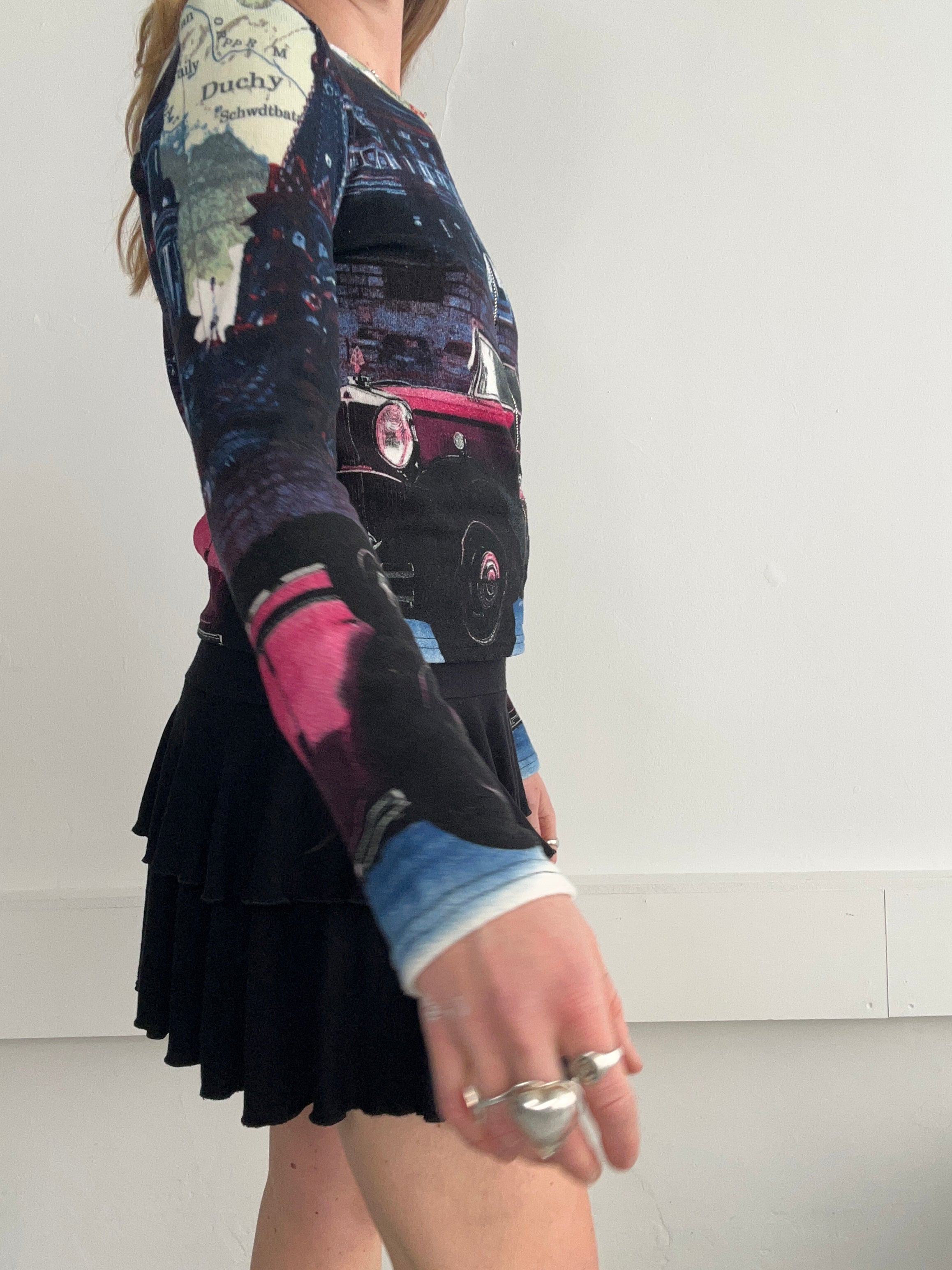 Car Print 90's Cardigan Size 10