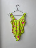 Lime Green 90's Flroal swimsuit size 10