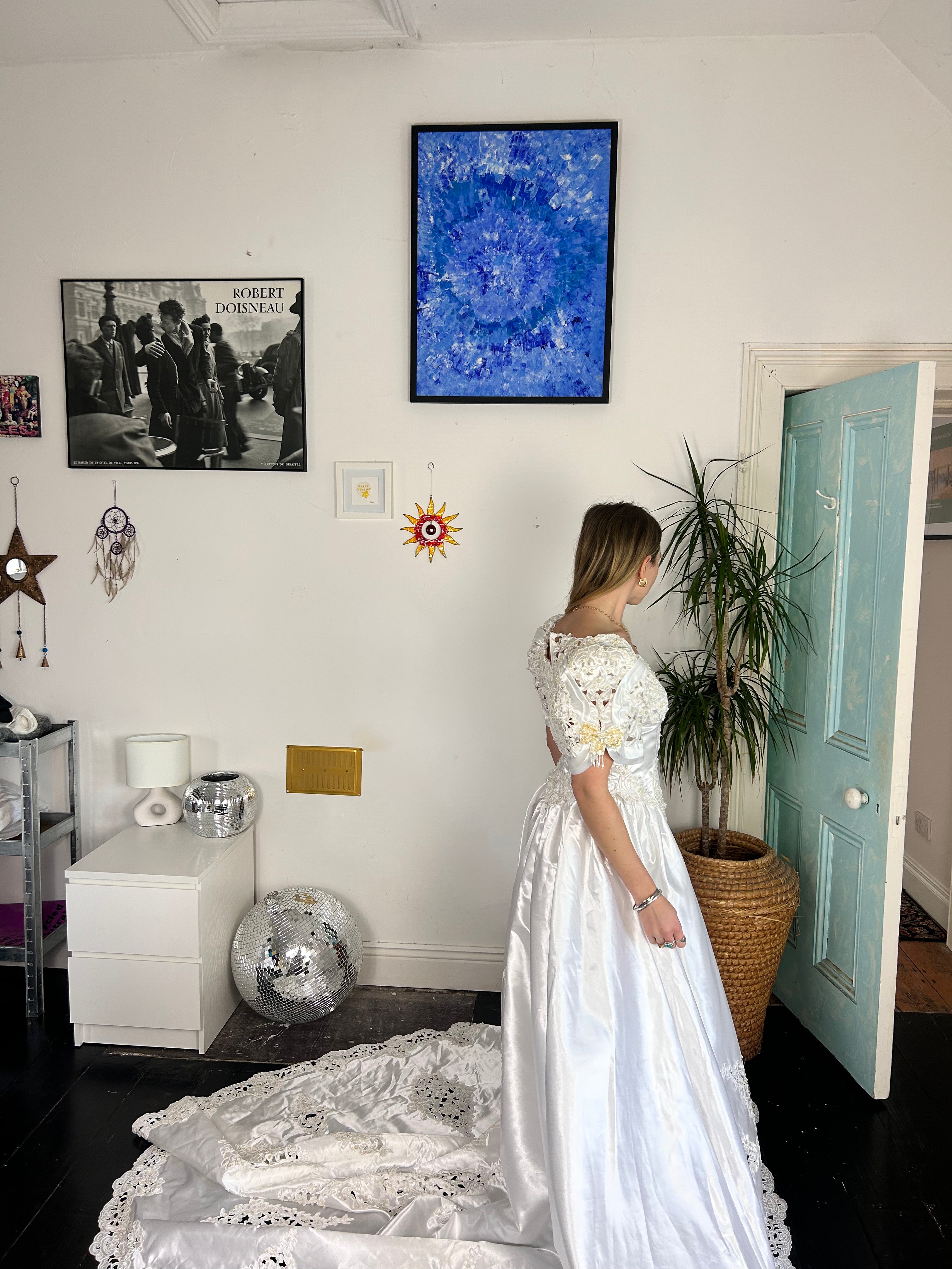 1980's Sequin Embellished Wedding Dress Size 10